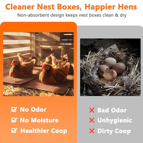 6 Pack Chicken Nesting Pads, 12"x12" Plastic Reusable Nesting Pads | Washable Nesting Pads for Chicken Coop, Laying Box Pads, Nesting Box Pads for Chicken Coop Accessories