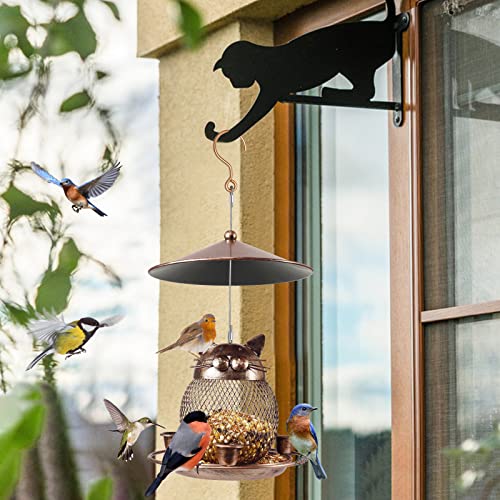 LBTING Bird Feeder, Wild Bird Feeder for Outdoor, Cute Cat-Shaped Style | Squirrel Proof, Metal, Decoration, Hanging Outside Garden Yard - style: Cat-Shaped
