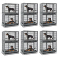 Homey Pet Two Tiers 47 Inch Large Heavy Duty Dog Crate, 6 Pack | Stackable Indestructible Kennel with Dual Trays & Grids, Wheels, Bowls, Escape Proof Locks, Double Doors for Large Dogs - size: 48"L - 2 Tiers - 6 Pack