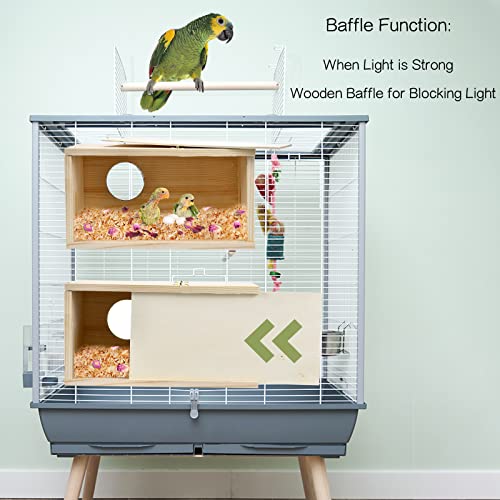 Parakeet Nesting Box Cockatiel Nesting Natural Pine Bird Nest Bird Breeding Box House Acrylic Transparent Bird Box with Detachable Wooden Board for Lovebirds Cockatiel Budgie Conure Parrot S - size: S(9.1*5.7*5.7 inch)