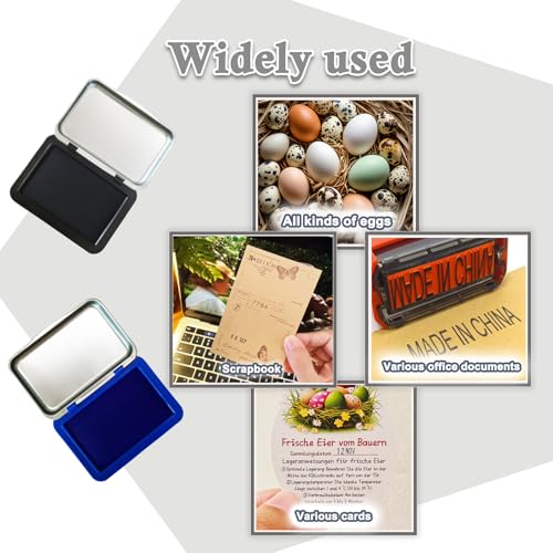 2PCS Egg Date Marking Stamp Ink Pad, 2.95 x 2.16 inches, for Fresh Eggs, 2 Pack (Blue&Black) - color: Blue&black
