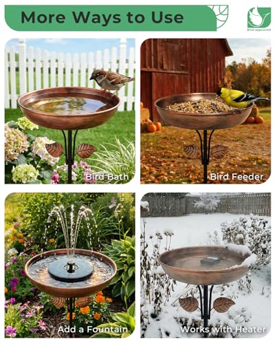 12" Bird Bath for Outside with Stake, Metal Garden Birdbath | 0.7 Gal Capacity, 2" Shallow Bowl, Rust Resistant Metal, Easy Cleaning, Garden Yard Patio Decor