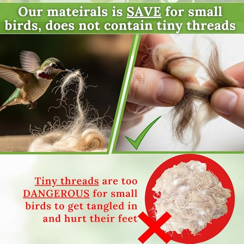 Natural Bird Nesting Material 3.6 oz Nest Bedding Supplies for Wild Birds | Hummingbirds, Finches, Canaries & Parakeets, Bedding Fiber for Hamsters, Rabbits, Squirrel & Small Pets, Cages and Nest Boxes - color: White & Brown