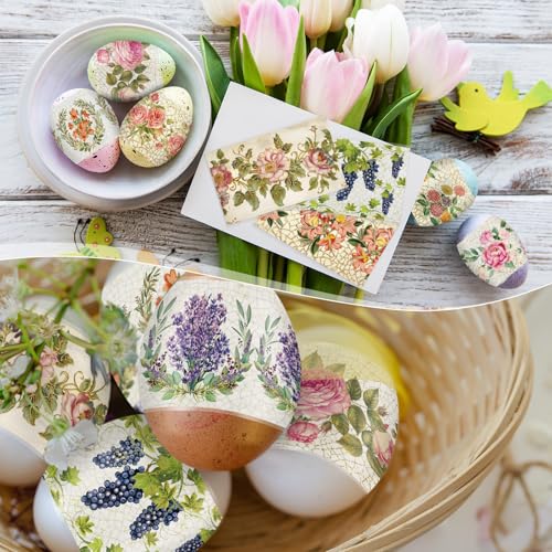 Fullhawl 48 Pcs Heat Shrink Sleeve Decoration Easter Egg Wraps Egg Packaging Pysanka Pysanky Pattern Stickers for Party Decoration (Decoupage) - style: Decoupage
