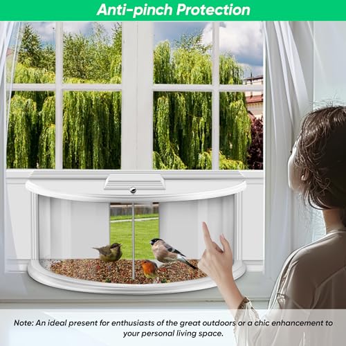 Window Bird Feeders for Viewing Inside House, 180° Clear View, Stable & Durable, Easy to Install and Feed, Windproof Baffle, No Gaps, for 24-38 Inch Windows