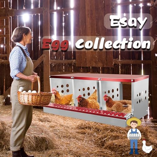 XINYI Chicken Nesting Boxes for Laying Eggs, Metal Coop for 3 Chickens,Roll Away Nesting Boxes,Easy Egg Collection, Brooder Box for Rabbit, Squirrel, Parakeet, Owl, Cockatiel, Robin - size: 33.0"L x 13.0"W x 12.6"H