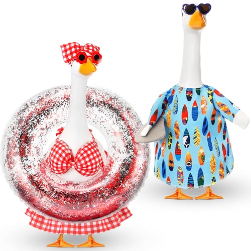 Bikini Porch Goose Outfits with Sunglasses and Swimming Tube for 23" Summer Goose Costume Garden Patio Statue Decor(Bikini) - style: Bikini