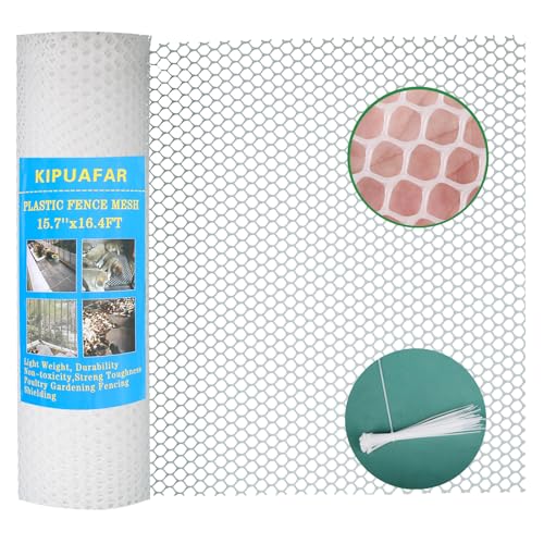 Pet Proof Barrier Net, White Plastic Chicken Wire Mesh Fencing 15.7IN x 16.4FT, Balcony Cat Safety Net & Garden Snake Barrier, Heavy Duty Protection for Chicken Coops, Rabbit Hutches, Dog Kennels - color: White, size: 15.7 IN * 16.4 FT