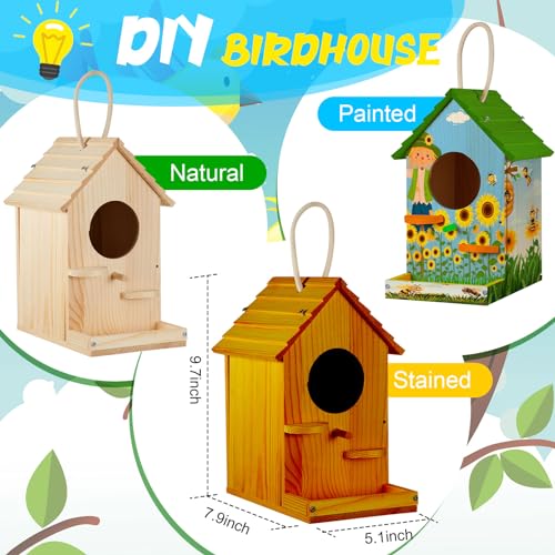 Liliful 2 Pack Wooden Birdhouse Kit for Kids and Adults, DIY Painting Set & Real Outdoor Birdhouse, Durable Craft for Garden, Classroom, Birthday Gifts Ages 3-5 4-8 8-12
