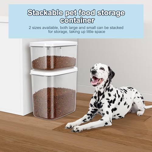 6 lbs Airtight Dog Cat Food Storage Container and Dog Treat Containers BPA-Free, PET Clear Stackable Pet Storage Bin, 1-Cup Scoop, 1-Sponge cleaning brush, Pop Top, With handle, Easy Mobility-Medium - color: White Medium （6L-1Pack)