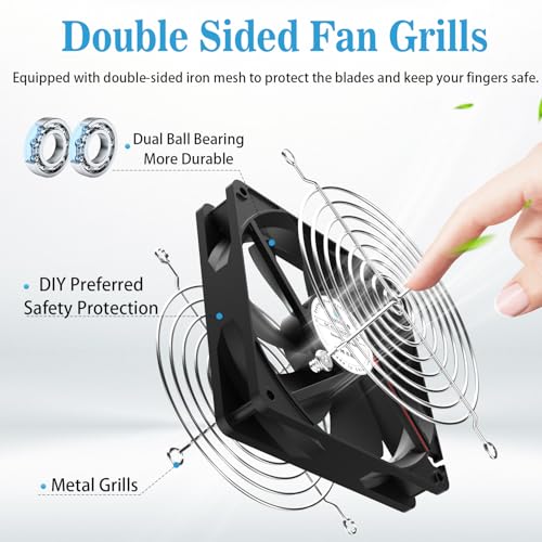 120mm x 25mm Computer Fan with AC Plug, Variable Speed Controller (3V-12V) – AC 100-240V Compatible for PC Case, Xbox, PlayStation, DVR, RV Fridge, Cabinet, Greenhouse & DIY Electronics Cooling - size: 1x120mm