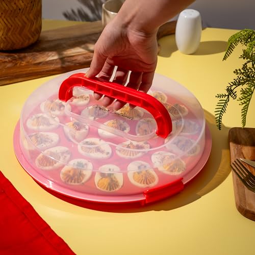 Deviled Egg Containers with Lid & Handles, 22-Count Portable Carrier, Dishwasher Safe Tray, Refrigerator Storage, High-Capacity Trays Deviled Egg Holder - Red - color: Red