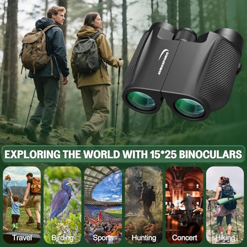 Aurosports 12x32 Compact Binoculars for Adults - Small Binoculars with FMC Lens & BAK4 Prism - Wide 273ft/1000yds Field of View - Easy Focus Binos for Bird Watching Traveling Gifts for Men Women - size: 12x32