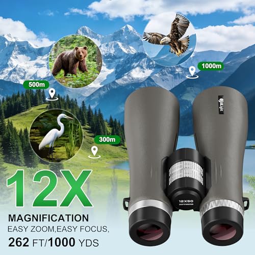 MLight 12X50 Professional Binoculars for Adults, High Powered Roof Binoculars with BAK4 Prism, HD FMC Lens, Rubber Armor, Waterproof, Large View, Low Light Vision, for Bird Watching, Hunting, Outdoor. - color: 12X50 (BAK4)