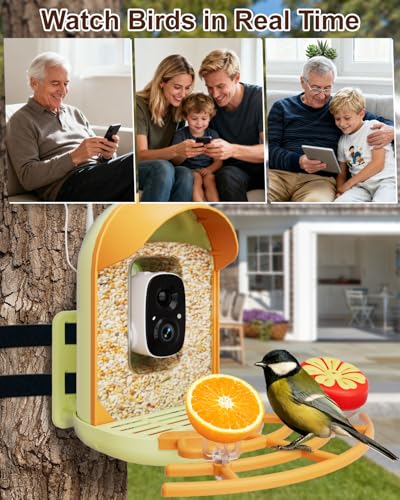 Bird Feeder with Camera, 2K HD, AI Recognition, Solar Powered | Identifies 11,000+ bird species, captures crisp 2K video, solar powered for outdoor, app control and IP65 weatherproof design - color: Light Green, size: With Stand