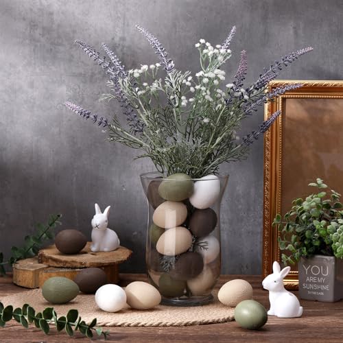 Gejoy 24 Pcs Easter Speckled Eggs Textured Plastic Eggs Neutral Easter Decor Pastel Fake Chicken Eggs Easter Bowl Basket Vase Fillers Rustic Spring Easter Decor for Home Table Egg Hunts (Neutral) - style: Neutral