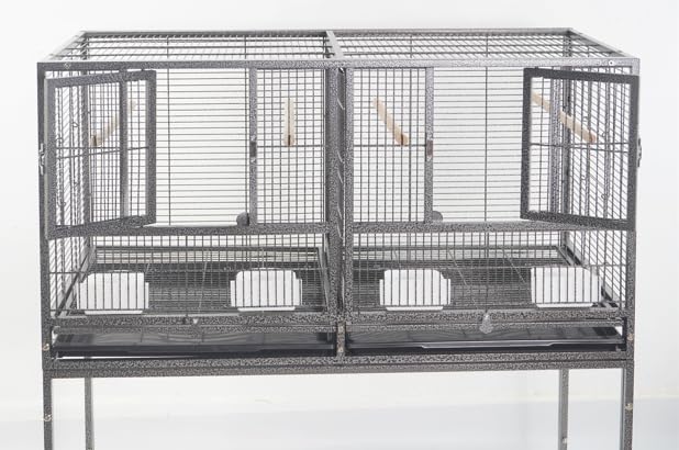 1F/2F/3F Stackable Center Divided Breeder Breeding Bird Flight Double Rolling Cage for Aviaries Canaries Cockatiels Lovebirds Finches Budgies Small Parrots. (Black Vein, 1F) - color: Black Vein