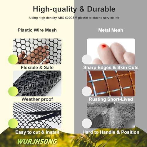 Plastic Wire Mesh Fence 16in x 20Ft Plastic Chicken Wire Mesh for Poultry, Dogs, Rabbit, Snake Barrier & Gardening Versatile Plastic Fencing (16in x 20Ft, Black) - color: Black, size: 16in x 20Ft