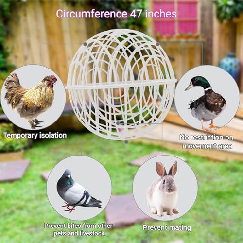 15.7" Ball-Shaped Movable Chicken Coop,Pigeon Rabbit Duck Safe Walking Net,Preventing Trampled by Horse,Predation by Eagles,Wolves,Dog Bites.Pet Removable Prevent Harassment Safety Hutch - color: WHITE