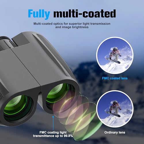 Binoculars 12x25 for Adults and Kids Compact Binocular Waterproof Binocular Wide Field of View for Bird Watching,Hiking,Hunting,Concert