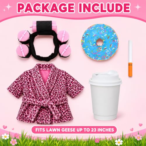 OBUSATT Old Lady Porch Goose Outfits 23 in Bathrobe Lawn Goose Costume Pink Leopard - style: Pink Leopard