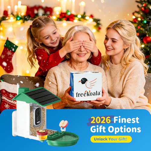 Bird Feeder with Camera, Upgraded Model, 4K UHD AI Bird Camera, Instant Arrival Alerts, Solar Powered, 5200mAh Rechargeable Battery, IP66 Waterproof Outdoor, Gift for Bird Lovers, Green - color: Green