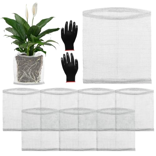 8 Pcs Gopher Baskets 10 Gallon Root Guard Proof Stainless Wire Steel Trap | 18" X 20" Mesh Cage with Gloves Root Protection for Gophers Moles Voles, Bulbs Tubers Trees Orchid Flowers Planting Baskets - size: 20"X18"-8 Pack