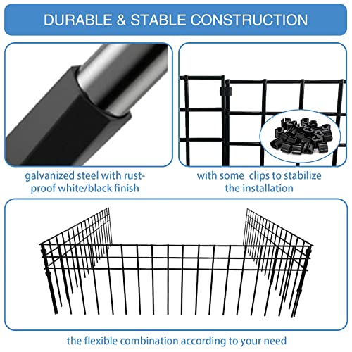 32x10-inch No Dig Animal Barrier Fence, 10 Pack Black Dig Protective Fence with 1.5 inch Spike spacing, Dog/Rabbit/Groundhog Underground Defence, for Outdoor Garden Patio - size: 32x10-10P black