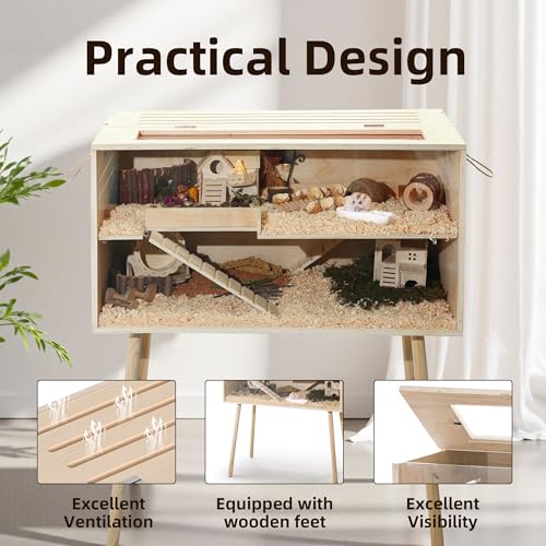Pine Small Animals Houses&Habitats Chewproof, 40" Pine Guinea Pig Cage Hamster Cage for Small Animals (40" Large, High-Legged Stick) - size: 40.0"L x 20.0"W x 20.0"H