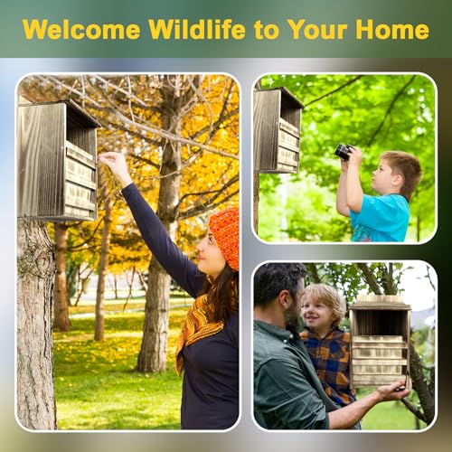 2 Pack Rectangle Owl Houses, Bird Houses for Outside, Wooden Owl Nest Box Large Opening Screech Outdoor Bird's Box, for Wildlife Screech, Barred, Great Horned, Barn Owls, Assembly Required