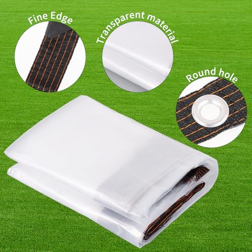 6.6x13 Ft Chicken Coop Cover with 10 Pcs Ball Bungees Cords Transparent Waterproof Material Protection from Sun Rain Snow and Low Temperature