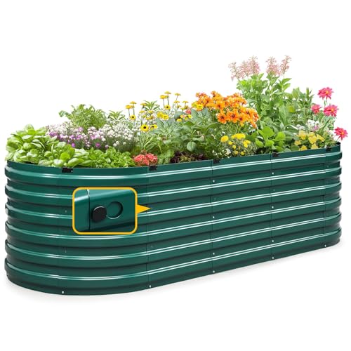 KING BIRD Raised Garden Bed Quick-Setup 94x36x23 in | Galvanized Planter Box Outdoor for Gardening, Vegetables, Flowers, Green - color: Green, size: 94X36X24 in