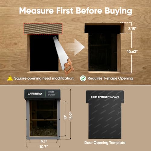 Larkbird Upgraded Automatic Chicken Coop Door, Solar/Battery Powered, Gray | Auto Chicken Door with Bluetooth App Control, Custom Audio Recording, Timer & Light Sensor, Anti-Pinch Design - color: Grey