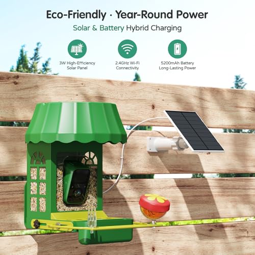 Avinory Smart Metal Bird Feeder with Camera 2.5K HD, Solar Powered AI Bird Identifier 10000+ Species, Wireless,Live Stream&Color Night Vision,Squirrel Proof for Outdoor Birds Watching Gift, 32GB Card