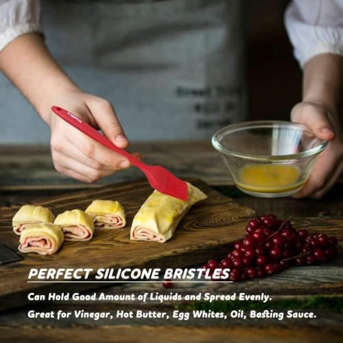 Walfos Silicone Basting Pastry Brush, 600°F Heat Resistant for BBQ Grill Baking Kitchen Cooking, BPA Free and Dishwasher safe - color: Red, size: Large + Small