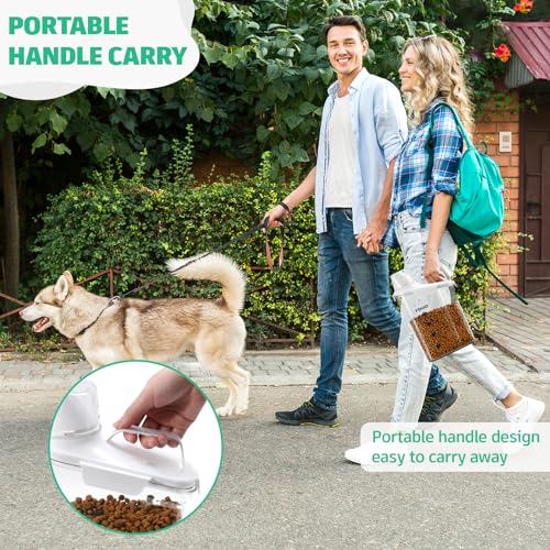 Dog Food Container, 3-5 Lb Dog Food Storage Containers with Airtight,Thicken the Lid, Large Pour Spout Cat Food Container with Measuring Cups,Portable Travel PetFood Storage Container (White) - color: White-narrow spout
