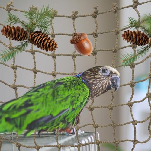 Parrot Climbing Net Jungle Fever Rope Small Animals Toys for Parakeets Lovebirds Finch Budgerigars Conure Cockatiel (M 16" x 16") - size: M 16" x 16"