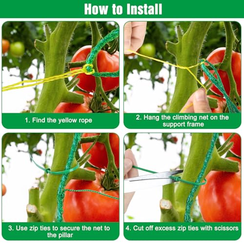Unves Trellis Netting, 26.2 x 6.6 Ft Garden Trellis for Climbing Plants, 27 Strands & 4x4 Inch Mesh Plant Net for Tomato, Cucumber, Heavy Duty Net for Vegetables, Fruits, Grapes, Bean - size: 26.2 x 6.6 Ft