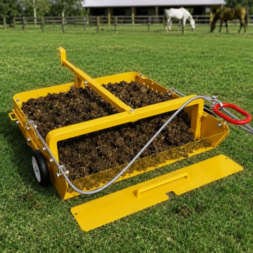 GRIND MODE 2-in-1 Horse Paddock Cleaner & Tow-Behind Trailer, Heavy Duty Manure Fork & Scoop, Efficient Yard Sweeper for Horse Manure, Drag Collector for Pasture/Yard Easy Cleanup - color: Yellow, size: Wire Drag