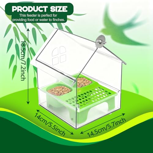 Pull-Out External Parrot Feeder, No Mess Bird Feeder, Decorative Transparent Bird Bath Tub with Two Food Slots, Easy to Fill Hold and Clean, Suitable for Parrot & Finch