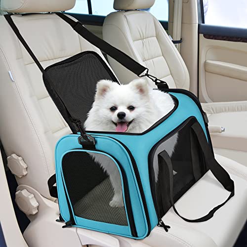 Henkelion Large Cat Carriers Dog Carrier Pet Carrier for Large Cats Dogs Puppies up to 25Lbs, Big Dog Carrier Soft Sided, Collapsible Travel Puppy Carrier - Large - Blue - color: Blue, size: 20.0"L x 13.0"W x 13.0"H