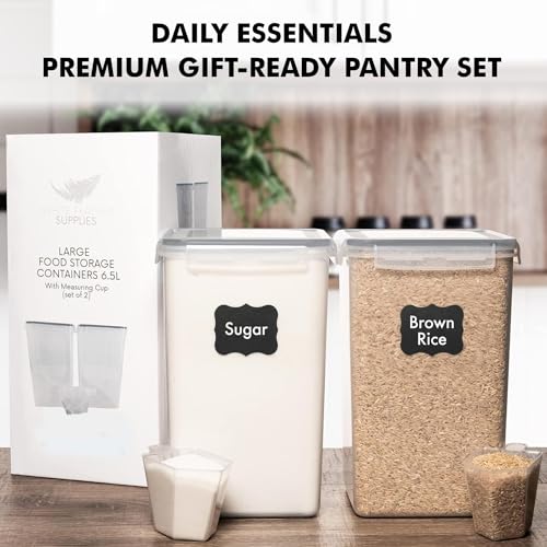 2 PC [7 Qt / 6.5L / 220 Oz] Large Food Storage Containers with Lids Airtight - BPA Free Clear Plastic Kitchen and Pantry Storage Containers for Cereal, Flour, Sugar, Rice - color: Grey - 2 Pack