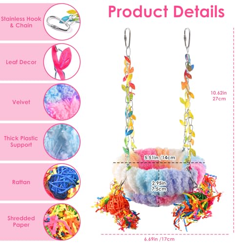 KATUMO Budgies Nest, Conure Snuggle Bed Bird Swing Bed Parrotlet Breeding Nest Finches Nest for Small Animals, Size Small - color: Pink, size: 5.5"L x 5.5"W x 3.0"Th