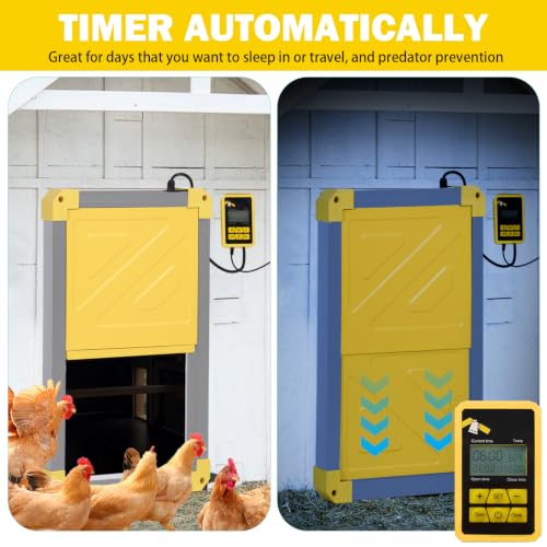 Aivituvin Solar-Powered Automatic Chicken Coop Door with Heating, Weatherproof Auto Opener for Chicken Houses/Duck Runs, Dual Power Modes, Safety Sensor, Easy Installation (Grey)