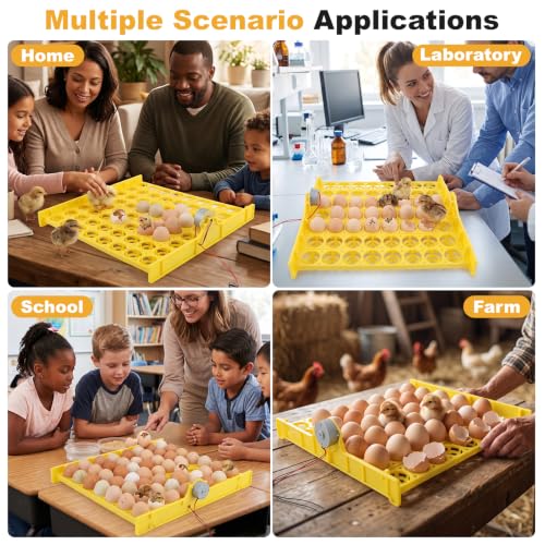 Premium Automatic Egg Incubator Hatcher with 56 Egg Capacity Automatic Egg Turner for Chickens Ducks and Pigeons Yellow Plastic 43 x 41.5 x 4.6 cm