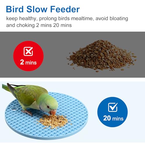 2 PCS Bird Foraging Toys, Soft Bird Slow Feeder Mats, Silicone Bird Foraging Mat, Interactive Foraging Birds Toys for Parakeet, Cockatiel, African Grey, Conure, Budgies