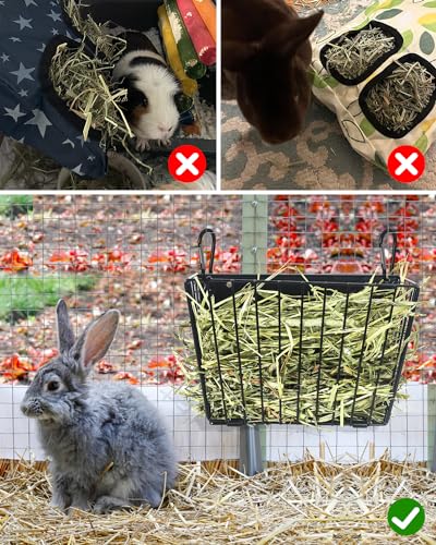 Rabbit Hay Feeder - Guinea Pig Hay Feeder - X-Large Metal Frame Bunny Hay Holder, 9.7x4.7x6.6 inch Guinea Pig Hay Holder for Bunny, Guinea Pigs, Chinchillas, Small Animals (2 Pack) - color: 2-Pack Black