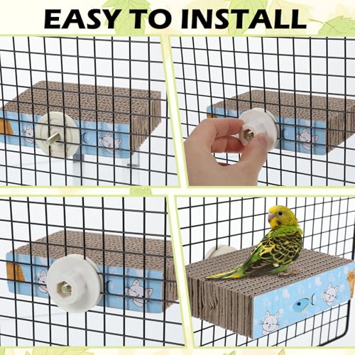 COMNICO 2 PCS Bird Chew Toy Parrot Cage Perch Cardboard Platform Bird Paw Grinding Stand for Cage Birds Resting Platform Stand Parrot Playground Exercise Toys ParakeetsCage Accessories - size: S