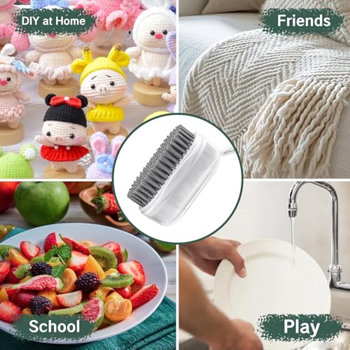 1 PCS Veggie Brush Scrubber Soft and Hard Bristle Vegetable Fruit Scrubber Double Sided Brush Produce Potato Brush Cleaner Mushroom Cleaning Brushes for Food Scrub (Grey White)