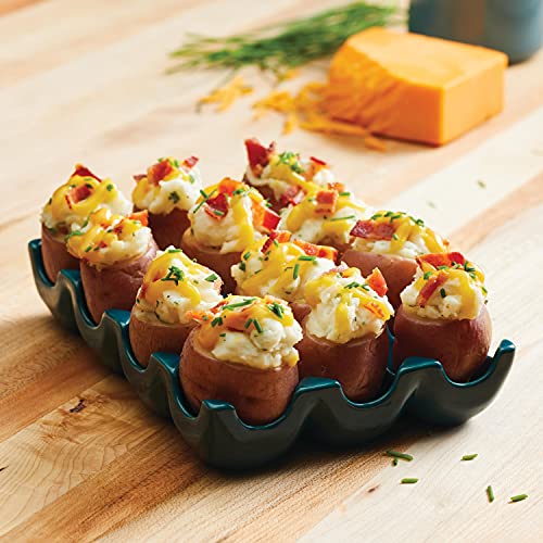 Rachael Ray Solid Glaze Ceramics Egg Tray/Holder, 12 Cup, Teal - color: Teal